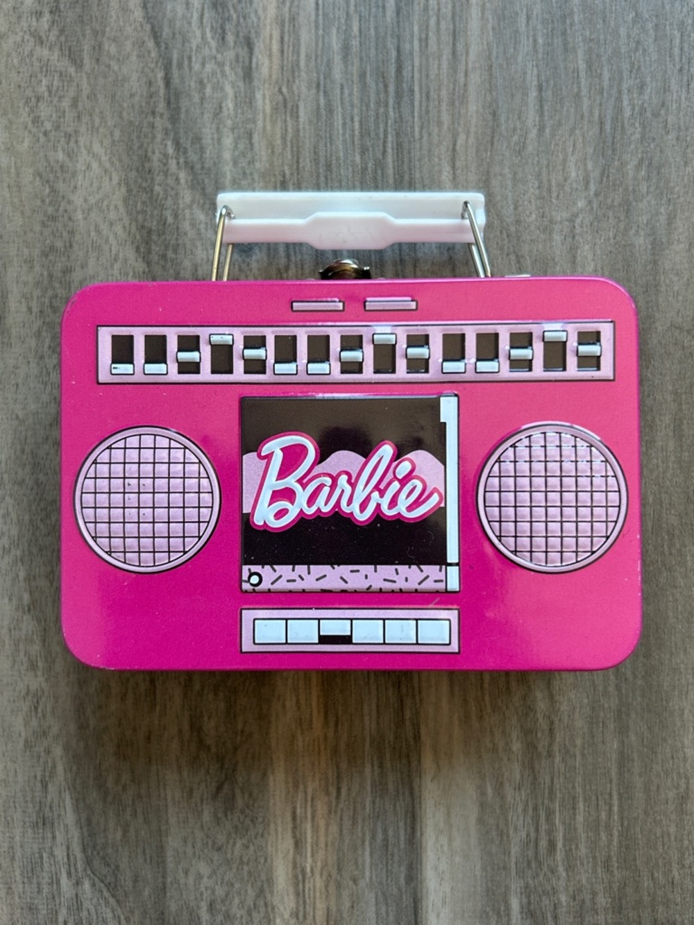 Barbie Hot Pink Retro Boombox Tin Case